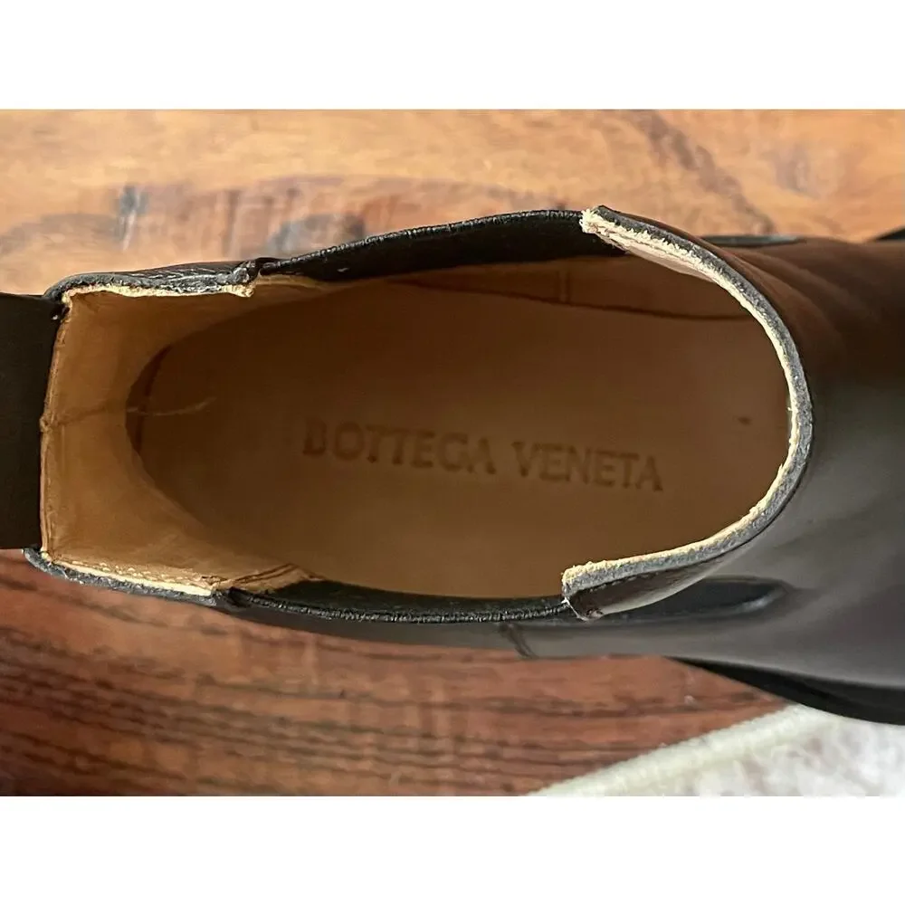 $1,800 NIB Bottega Veneta Leather Brown Heel Chelsea Boots Size 41(8)